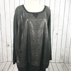 NWT APT.9 black silver foil knit sweater Plus 3X